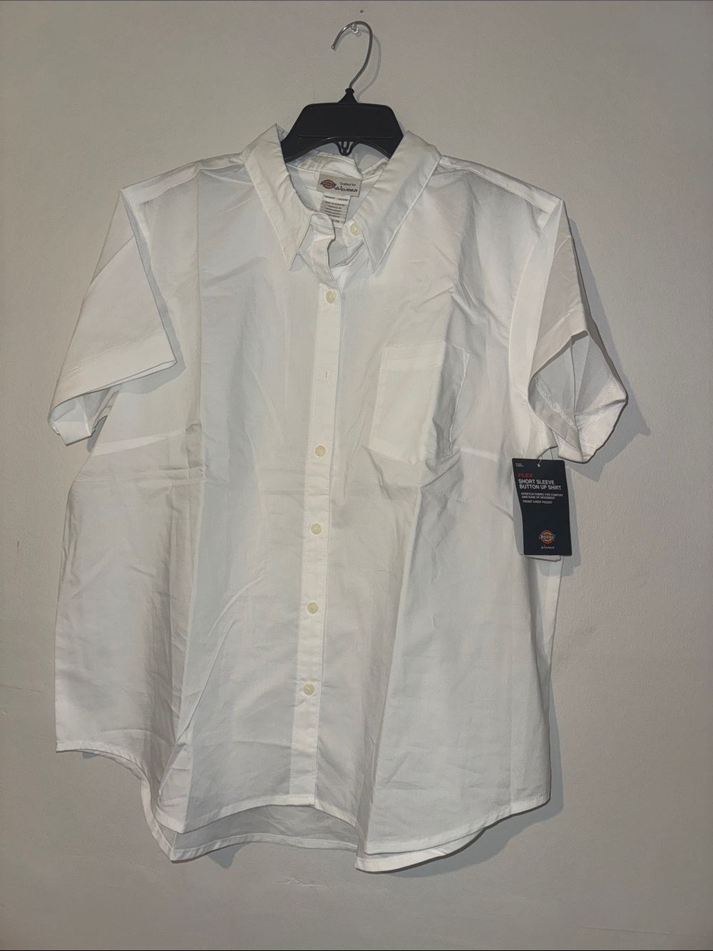 Dickies White Short-Sleeve Button-Down Work Shirt